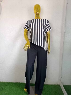 Zara Set by Mena Stitches (Black and White Stripes)