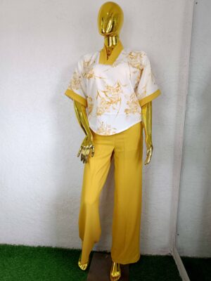 zee set (2 piece, Yellow and White) by Mena Stiches