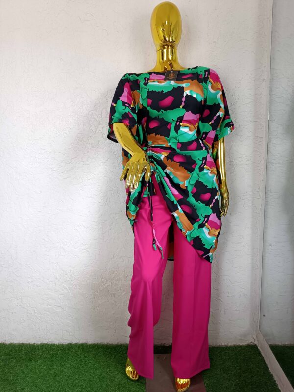 Abby two piece set by Mena Stiches (Pink ,green and black combination)