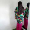 Abby two piece set by Mena Stiches (Pink ,green and black combination)