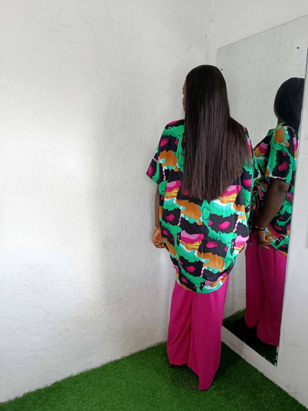 Abby two piece set by Mena Stiches (Pink ,green and black combination)