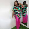 Abby two piece set by Mena Stiches (Pink ,green and black combination)