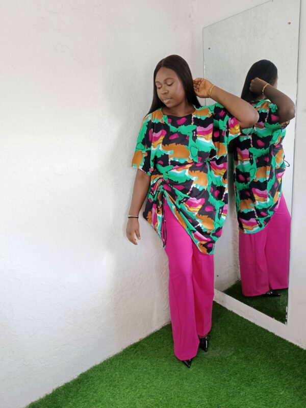 Abby two piece set by Mena Stiches (Pink ,green and black combination)