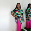 Abby two piece set by Mena Stiches (Pink ,green and black combination)