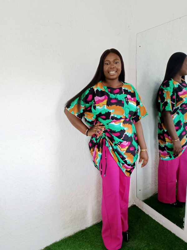 Abby two piece set by Mena Stiches (Pink ,green and black combination)