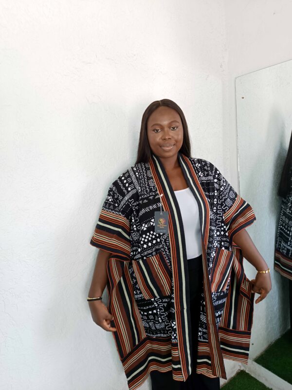 Liya Jacket by Mena Stiches (Colour, black and white combination with brown)