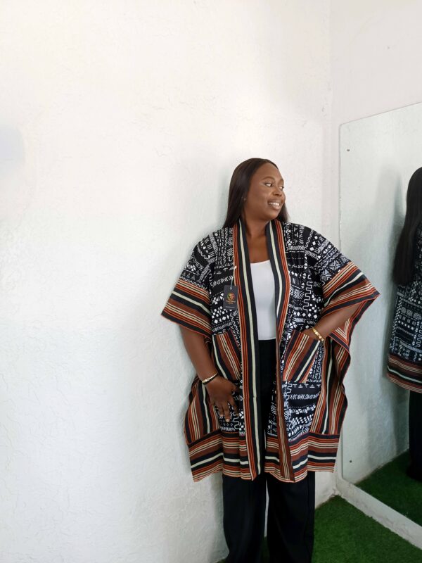 Liya Jacket by Mena Stiches (Colour, black and white combination with brown)
