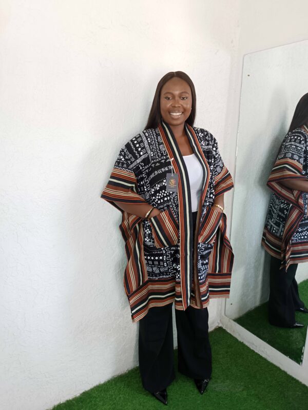 Liya Jacket by Mena Stiches (Colour, black and white combination with brown)
