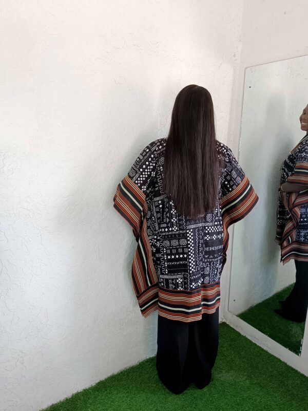 Liya Jacket by Mena Stiches (Colour, black and white combination with brown)