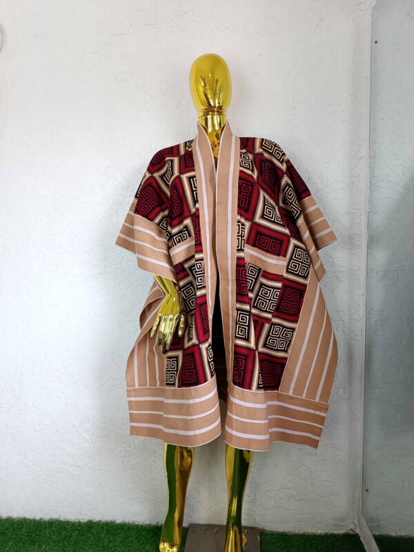 Liya Ankara Jacket (black and white combination with brown)