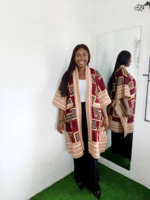 Liya Ankara Jacket (black and white combination with brown)