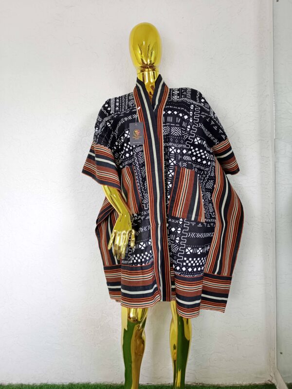 Liya Jacket by Mena Stiches (Colour, black and white combination with brown)