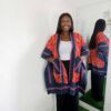 Liya Jacket by Mena Stiches (Red colour Ankara with a touch of White and Blue Asoke)