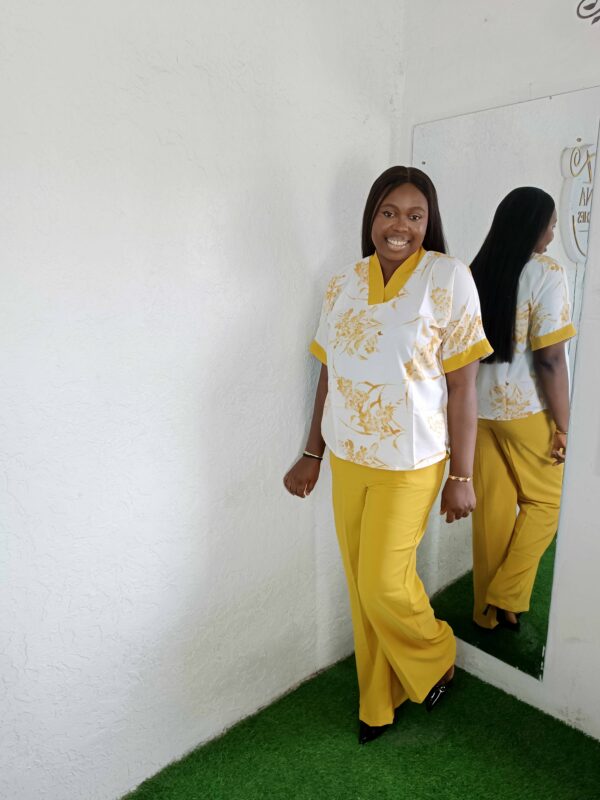 zee set (2 piece, Yellow and White) by Mena Stiches