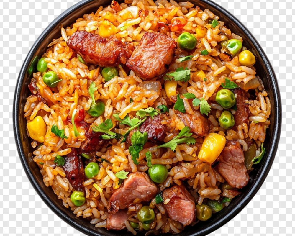 Delicious Pork Fried Rice with Peas and Corn